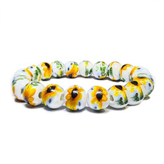 jewelleryset, Sunflowers, Beaded, Ceramic
