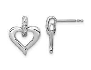 Sterling, Heart, DIAMOND, polished