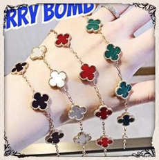 Charm Bracelet, Clover, Girlfriend Gift, Jewelry