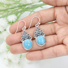 Sterling, Turquoise, sterling silver, swissbluetopazearring