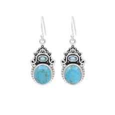 Sterling, Turquoise, sterling silver, swissbluetopazearring