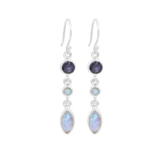 Gifts For Her, Sterling, Dangle Earring, rainbowmoonstoneearring