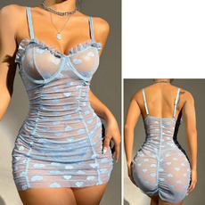 Heart, ruffle, Lace, slim dress