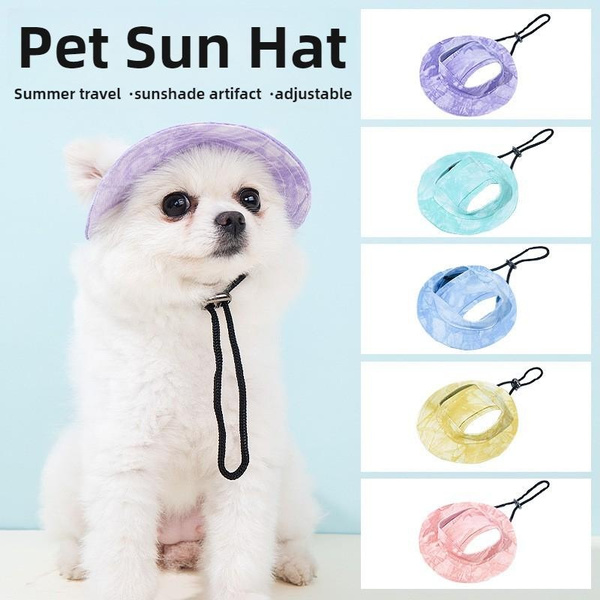 Pet Sun Hat For Dogs & Cats - Adjustable Bucket Hat With Ear Holes, Sunshade Protector (Size S, Blue) - View #11