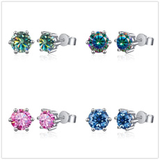 moissanite earrings, Stud Earring, sterling silver, Earring
