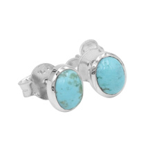 Sterling, Turquoise, daintysilverearring, naturalturquoisestud