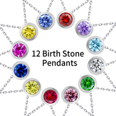 925 sterling silver necklace, Sterling, 12colorsmonthbirthstone, Jewelry