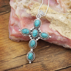 Sterling, Turquoise, Cross Pendant, turquoisependantnecklace