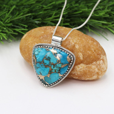 artisansilvernecklace, bluecopperturquoise, Turquoise, gemstonenecklace