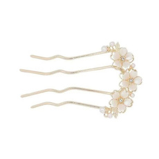 pearlsflowerhaircomb, Women's Fashion, Hair Pins, Crystal