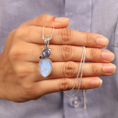 moonstonependant, Sterling, tanzanitependant, gemstonenecklace
