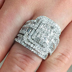 Vintage, 3piecesetofsparklingzirconring, Jewelry, Bride