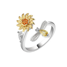 Cubic Zirconia, Jewelry, Sunflowers, sunflowerfidgetringsforanxietyforwomen