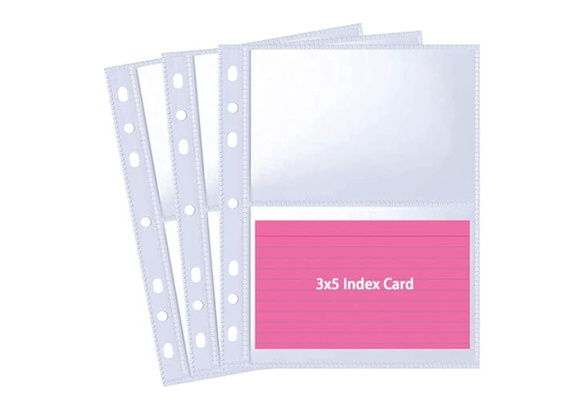 3x5 index card binder sleeves 35 organizer with Plastic pocket Sleeves, small organized folder for recipes Flashcards,portable notecards case holder (2pcs colorful) : Office Products EnvyPak 3 x 5 card pages can be used for school and business 3x5 Card Sleeves - 2