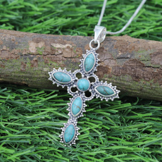 Sterling, Turquoise, Bijuterii, Cross Pendant