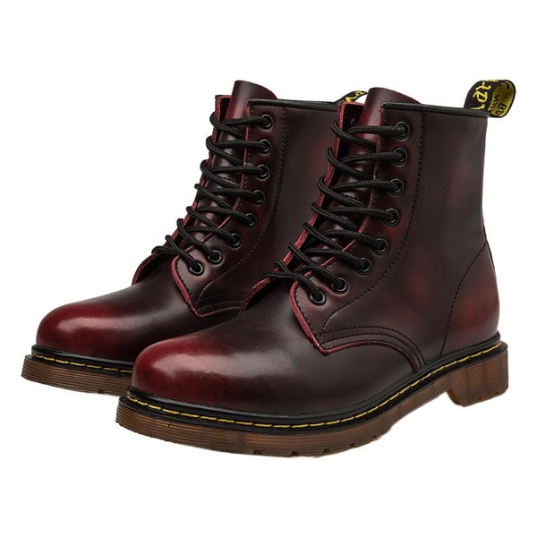 Men's Retro Round Toe Leather Ankle Boots | Classic Unisex Martin Boots ...
