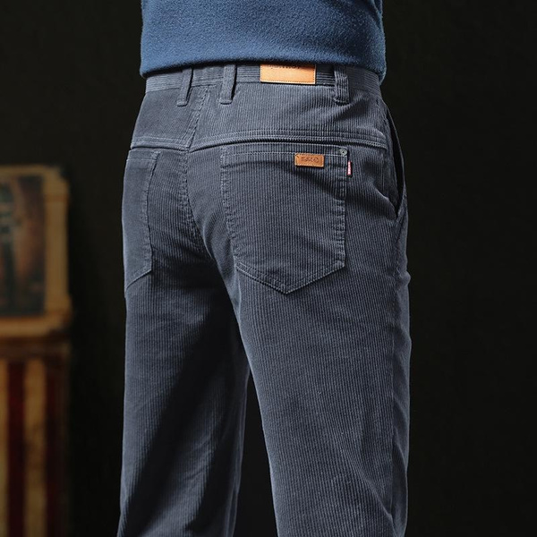 Men's Corduroy Pants Slim Fit Straight Leg Comfortable Trousers | Wish