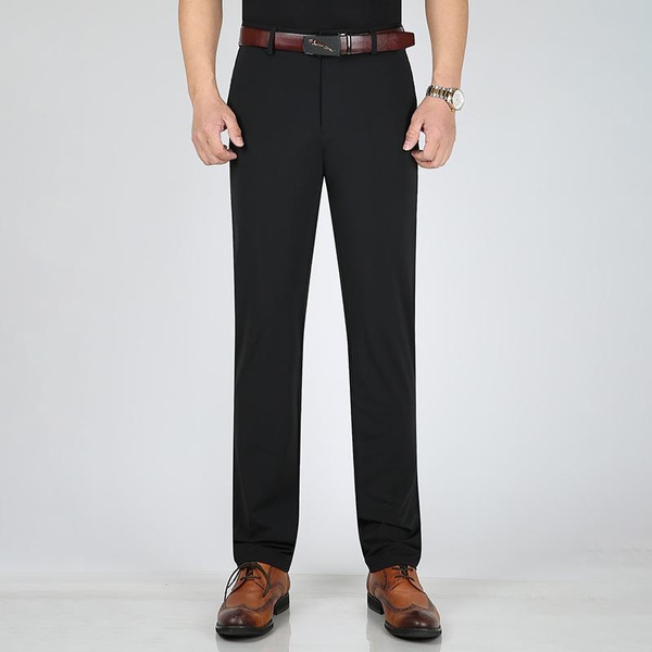 Men's Straight Leg Dress Pants | Comfort Fit Business Casual Trousers ...