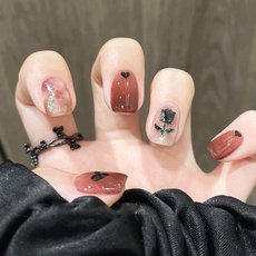 Heart, Flowers, lovecartooncatflowerpressonnail, pressonnail