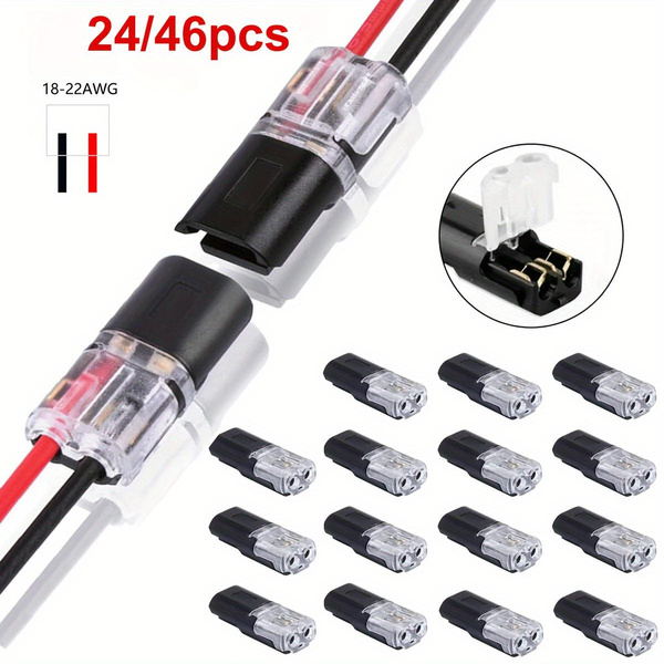 24/46pcs Quick Splice Wire Connectors, 2-Pin 2-Way Dual-Wire Plug-in ...