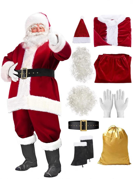 Halco Santa Suits Deluxe Santa Claus Costume Set - Velvet Red Suit with Hat for Family ...