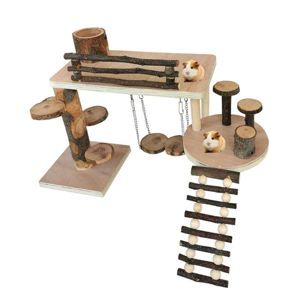 Hamster Exercise Ladder Toy Small Pet Wood Jumping Platform Pet Cage ...